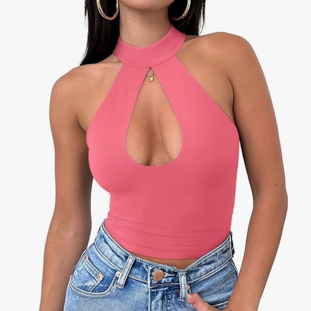 Coral Halter Neck Women's Bodysuit